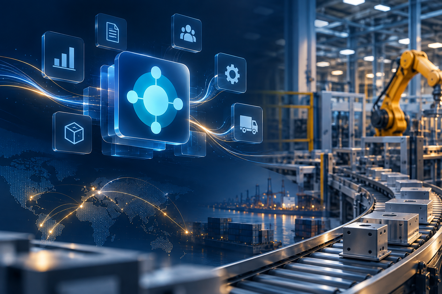 AI-driven Microsoft Dynamics 365 Business Central connected with modern manufacturing operations
